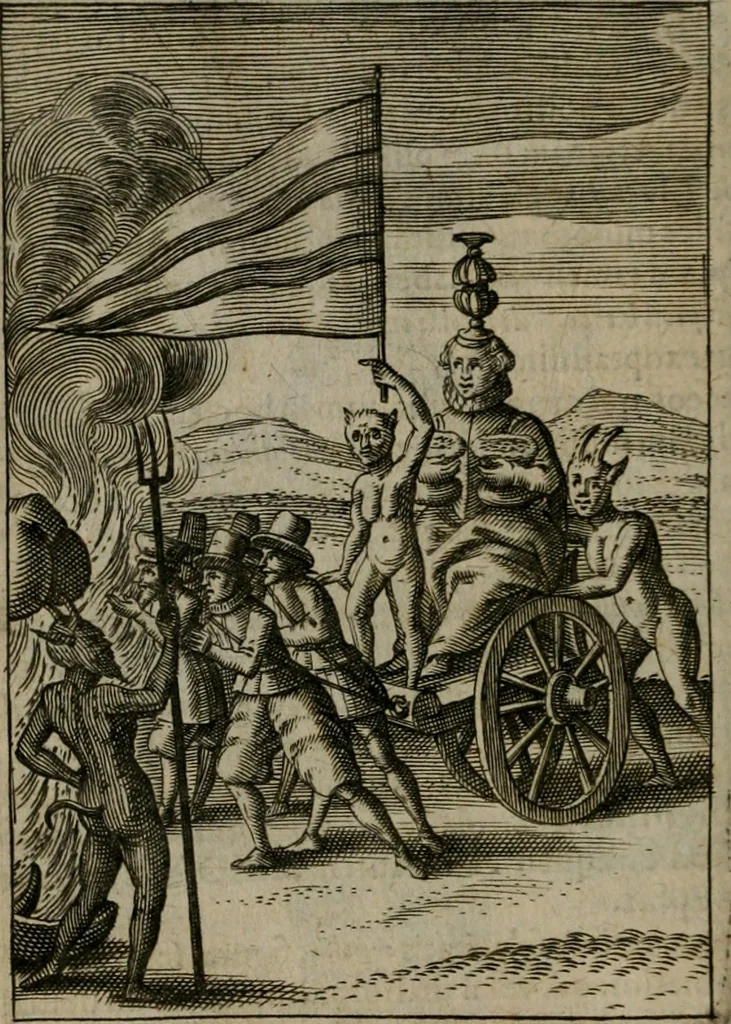 An illustration from Viridarium hieroglyphico-morale : in quo virtutes et vitia, atque mores huius aeui secundum tres ordines hierarchicos, ecclesiasticum, politicum, oeconomicum, per definitiones, distributiones, causas, adfectiones, adiuncta, effecta &c. piè, prudenter, dextrè ac variè explicantur, & non tantum dictis, & exemplis historiarum veterum ac recentium, ex sacris scripturis, sanctis patribus, seu Dd. ecclesiae, poetis, philosophis, historicis cum Christianorum tum gentilium, sed etiam artificiosissimis eiconibus hieroglyphicis illustrantur : opusculum novum ac rarum, cuius vsum atq[ue] vtilitatem praefixa praefatio docebit, 1619, leaf 177