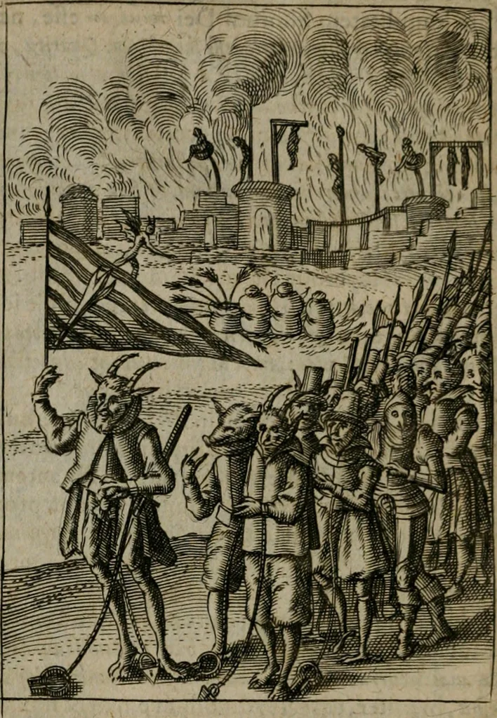 An illustration from Viridarium hieroglyphico-morale : in quo virtutes et vitia, atque mores huius aeui secundum tres ordines hierarchicos, ecclesiasticum, politicum, oeconomicum, per definitiones, distributiones, causas, adfectiones, adiuncta, effecta &c. piè, prudenter, dextrè ac variè explicantur, & non tantum dictis, & exemplis historiarum veterum ac recentium, ex sacris scripturis, sanctis patribus, seu Dd. ecclesiae, poetis, philosophis, historicis cum Christianorum tum gentilium, sed etiam artificiosissimis eiconibus hieroglyphicis illustrantur : opusculum novum ac rarum, cuius vsum atq[ue] vtilitatem praefixa praefatio docebit, 1619, leaf 179