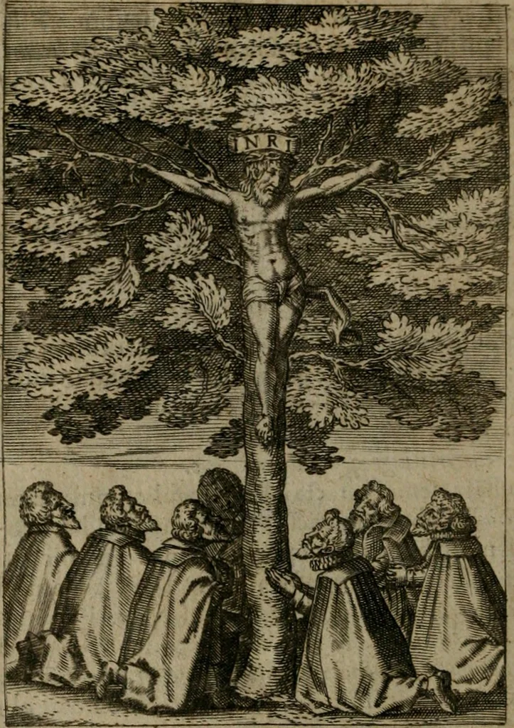 An illustration from Viridarium hieroglyphico-morale : in quo virtutes et vitia, atque mores huius aeui secundum tres ordines hierarchicos, ecclesiasticum, politicum, oeconomicum, per definitiones, distributiones, causas, adfectiones, adiuncta, effecta &c. piè, prudenter, dextrè ac variè explicantur, & non tantum dictis, & exemplis historiarum veterum ac recentium, ex sacris scripturis, sanctis patribus, seu Dd. ecclesiae, poetis, philosophis, historicis cum Christianorum tum gentilium, sed etiam artificiosissimis eiconibus hieroglyphicis illustrantur : opusculum novum ac rarum, cuius vsum atq[ue] vtilitatem praefixa praefatio docebit, 1619, leaf 23