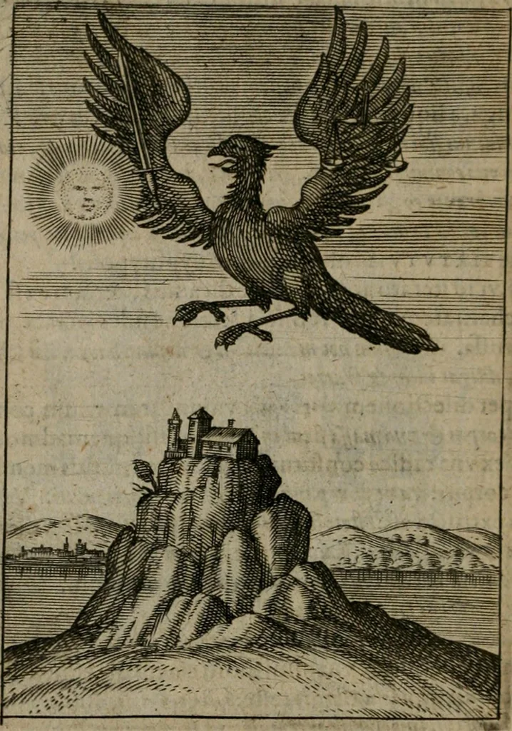 An illustration from Viridarium hieroglyphico-morale : in quo virtutes et vitia, atque mores huius aeui secundum tres ordines hierarchicos, ecclesiasticum, politicum, oeconomicum, per definitiones, distributiones, causas, adfectiones, adiuncta, effecta &c. piè, prudenter, dextrè ac variè explicantur, & non tantum dictis, & exemplis historiarum veterum ac recentium, ex sacris scripturis, sanctis patribus, seu Dd. ecclesiae, poetis, philosophis, historicis cum Christianorum tum gentilium, sed etiam artificiosissimis eiconibus hieroglyphicis illustrantur : opusculum novum ac rarum, cuius vsum atq[ue] vtilitatem praefixa praefatio docebit, 1619, leaf 51