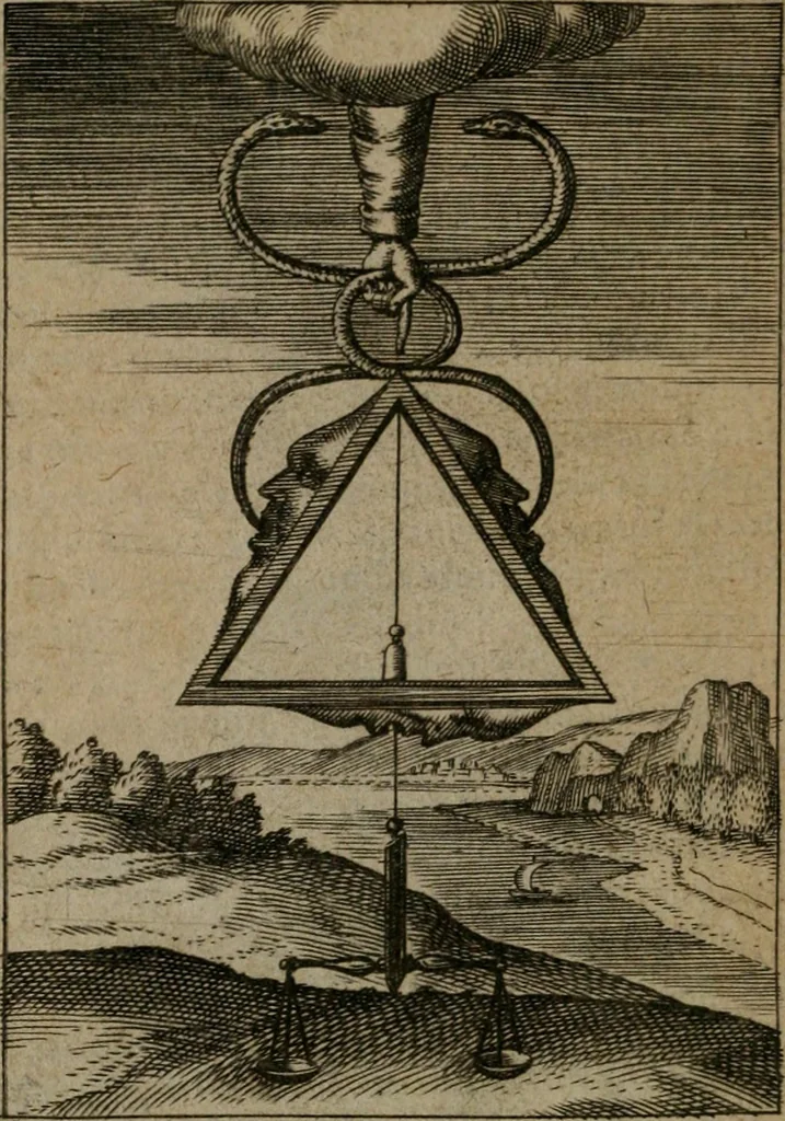 An illustration from Viridarium hieroglyphico-morale : in quo virtutes et vitia, atque mores huius aeui secundum tres ordines hierarchicos, ecclesiasticum, politicum, oeconomicum, per definitiones, distributiones, causas, adfectiones, adiuncta, effecta &c. piè, prudenter, dextrè ac variè explicantur, & non tantum dictis, & exemplis historiarum veterum ac recentium, ex sacris scripturis, sanctis patribus, seu Dd. ecclesiae, poetis, philosophis, historicis cum Christianorum tum gentilium, sed etiam artificiosissimis eiconibus hieroglyphicis illustrantur : opusculum novum ac rarum, cuius vsum atq[ue] vtilitatem praefixa praefatio docebit, 1619, leaf 63