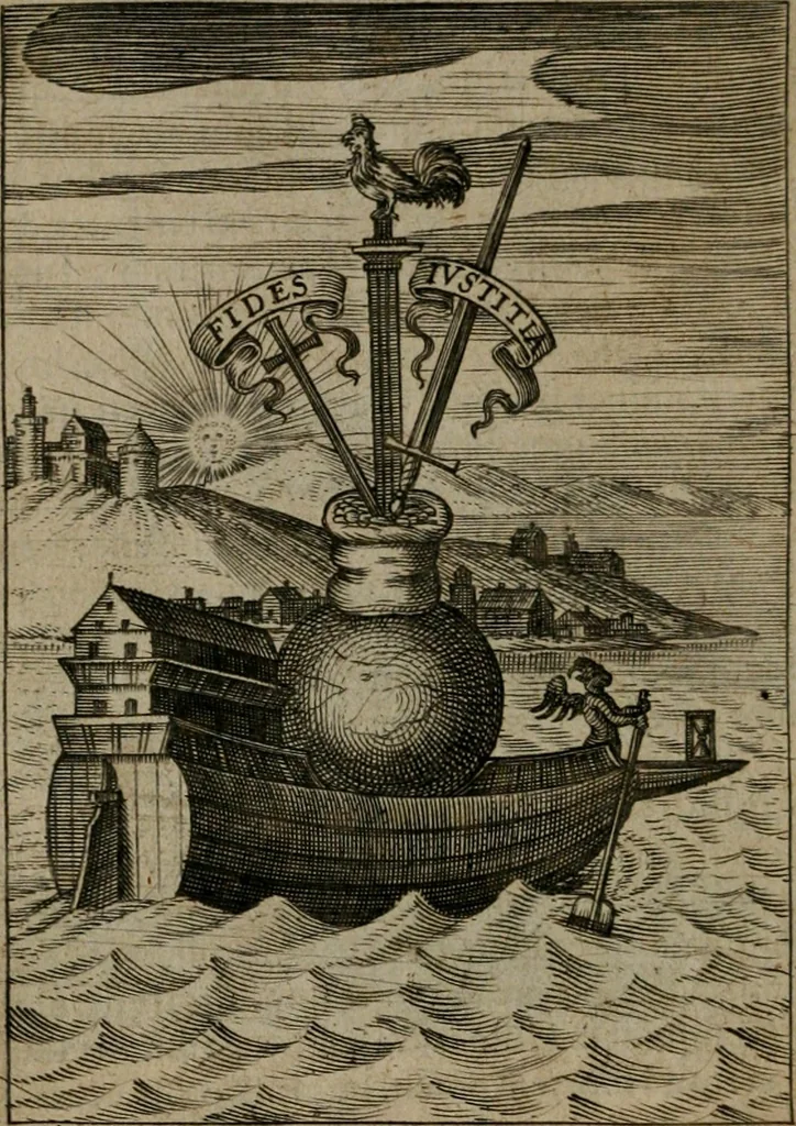 An illustration from Viridarium hieroglyphico-morale : in quo virtutes et vitia, atque mores huius aeui secundum tres ordines hierarchicos, ecclesiasticum, politicum, oeconomicum, per definitiones, distributiones, causas, adfectiones, adiuncta, effecta &c. piè, prudenter, dextrè ac variè explicantur, & non tantum dictis, & exemplis historiarum veterum ac recentium, ex sacris scripturis, sanctis patribus, seu Dd. ecclesiae, poetis, philosophis, historicis cum Christianorum tum gentilium, sed etiam artificiosissimis eiconibus hieroglyphicis illustrantur : opusculum novum ac rarum, cuius vsum atq[ue] vtilitatem praefixa praefatio docebit, 1619, leaf 81