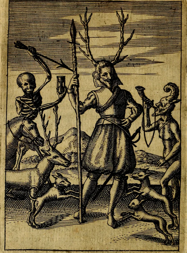 An illustration from Viridarium hieroglyphico-morale. In quo ... mores huius aevi ... explicantur, & non tantum dictis, & exemplis historiarum veterum ac recentium, ex sacris scripturis, sanctis Patribus, seu Dd. ecclesiae, poetis, philosophis, historicis cum Christianorum tum gentilium, sed etiam artificiosissimis eiconibus hieroglyphicis illustrantur, 1619, leaf 105