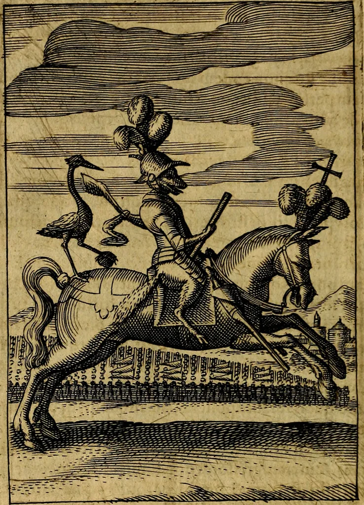 An illustration from Viridarium hieroglyphico-morale. In quo ... mores huius aevi ... explicantur, & non tantum dictis, & exemplis historiarum veterum ac recentium, ex sacris scripturis, sanctis Patribus, seu Dd. ecclesiae, poetis, philosophis, historicis cum Christianorum tum gentilium, sed etiam artificiosissimis eiconibus hieroglyphicis illustrantur, 1619, leaf 107