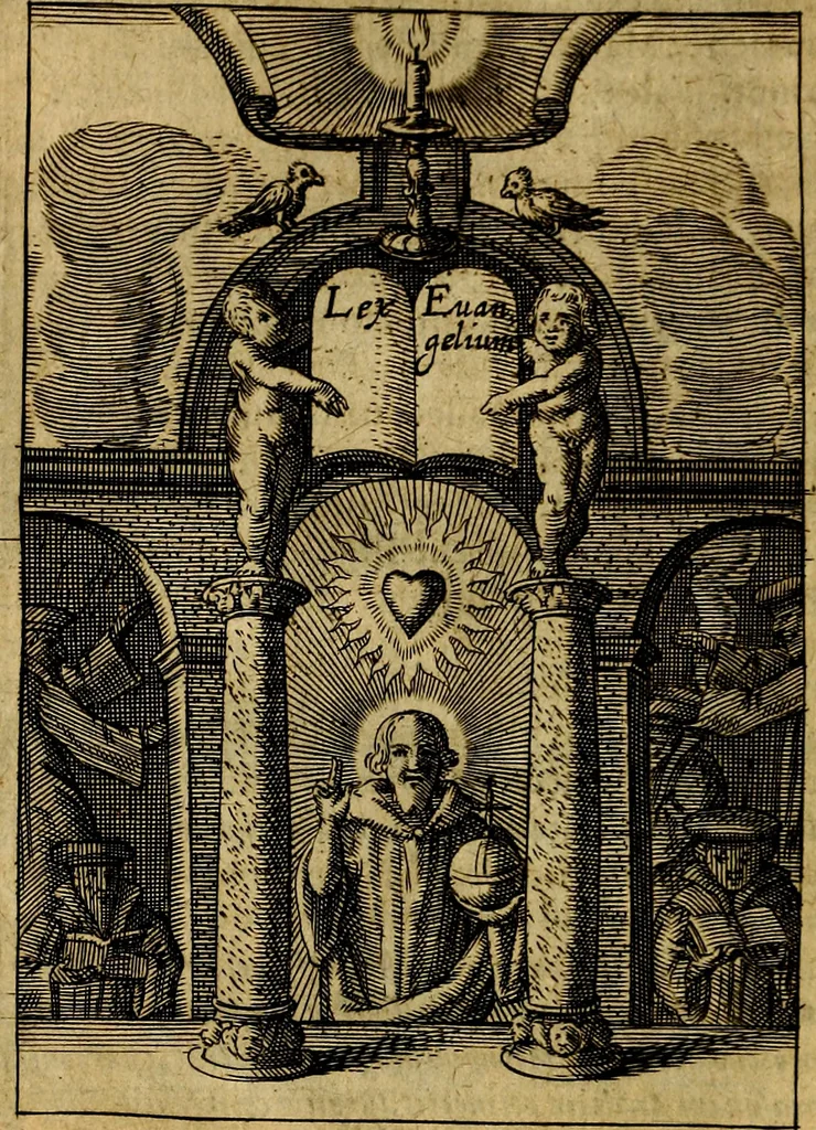 An illustration from Viridarium hieroglyphico-morale. In quo ... mores huius aevi ... explicantur, & non tantum dictis, & exemplis historiarum veterum ac recentium, ex sacris scripturis, sanctis Patribus, seu Dd. ecclesiae, poetis, philosophis, historicis cum Christianorum tum gentilium, sed etiam artificiosissimis eiconibus hieroglyphicis illustrantur, 1619, leaf 119