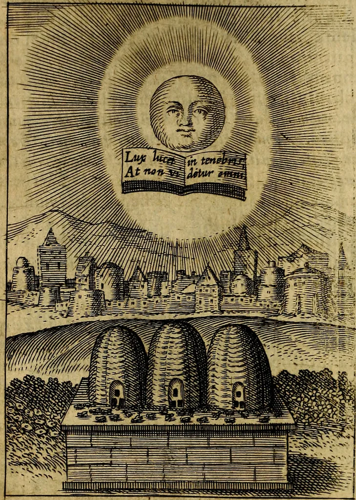 An illustration from Viridarium hieroglyphico-morale. In quo ... mores huius aevi ... explicantur, & non tantum dictis, & exemplis historiarum veterum ac recentium, ex sacris scripturis, sanctis Patribus, seu Dd. ecclesiae, poetis, philosophis, historicis cum Christianorum tum gentilium, sed etiam artificiosissimis eiconibus hieroglyphicis illustrantur, 1619, leaf 125