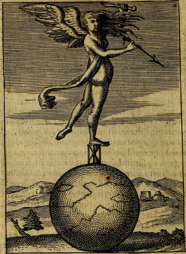 An illustration from Viridarium hieroglyphico-morale. In quo ... mores huius aevi ... explicantur, & non tantum dictis, & exemplis historiarum veterum ac recentium, ex sacris scripturis, sanctis Patribus, seu Dd. ecclesiae, poetis, philosophis, historicis cum Christianorum tum gentilium, sed etiam artificiosissimis eiconibus hieroglyphicis illustrantur, 1619, leaf 135