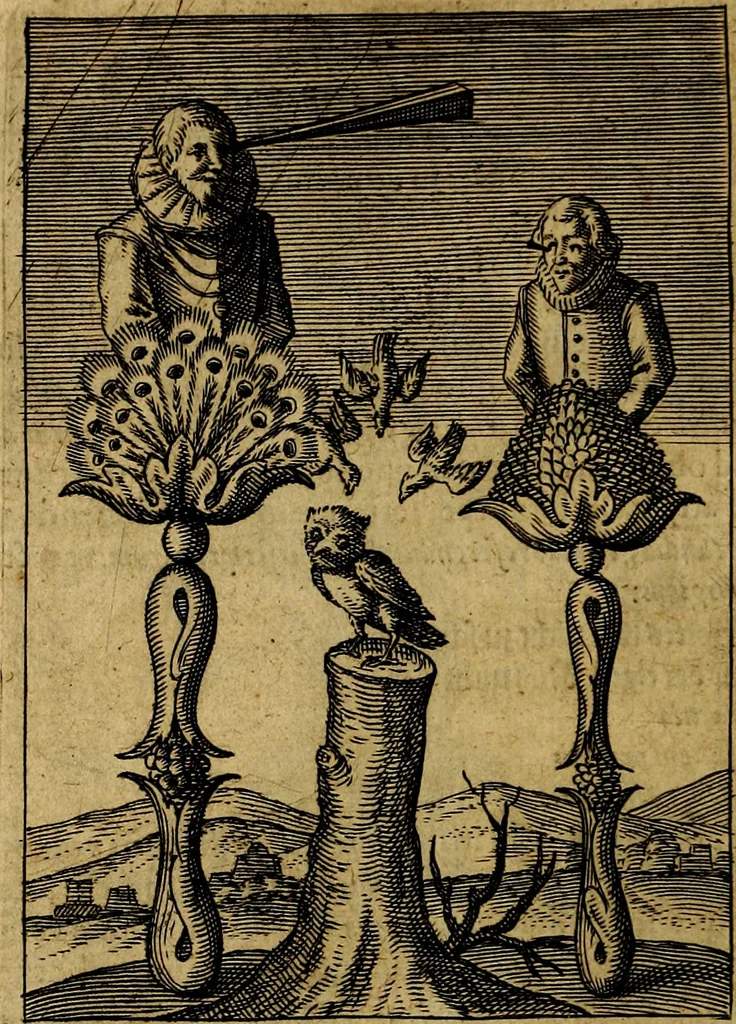 An illustration from Viridarium hieroglyphico-morale. In quo ... mores huius aevi ... explicantur, & non tantum dictis, & exemplis historiarum veterum ac recentium, ex sacris scripturis, sanctis Patribus, seu Dd. ecclesiae, poetis, philosophis, historicis cum Christianorum tum gentilium, sed etiam artificiosissimis eiconibus hieroglyphicis illustrantur, 1619, leaf 139