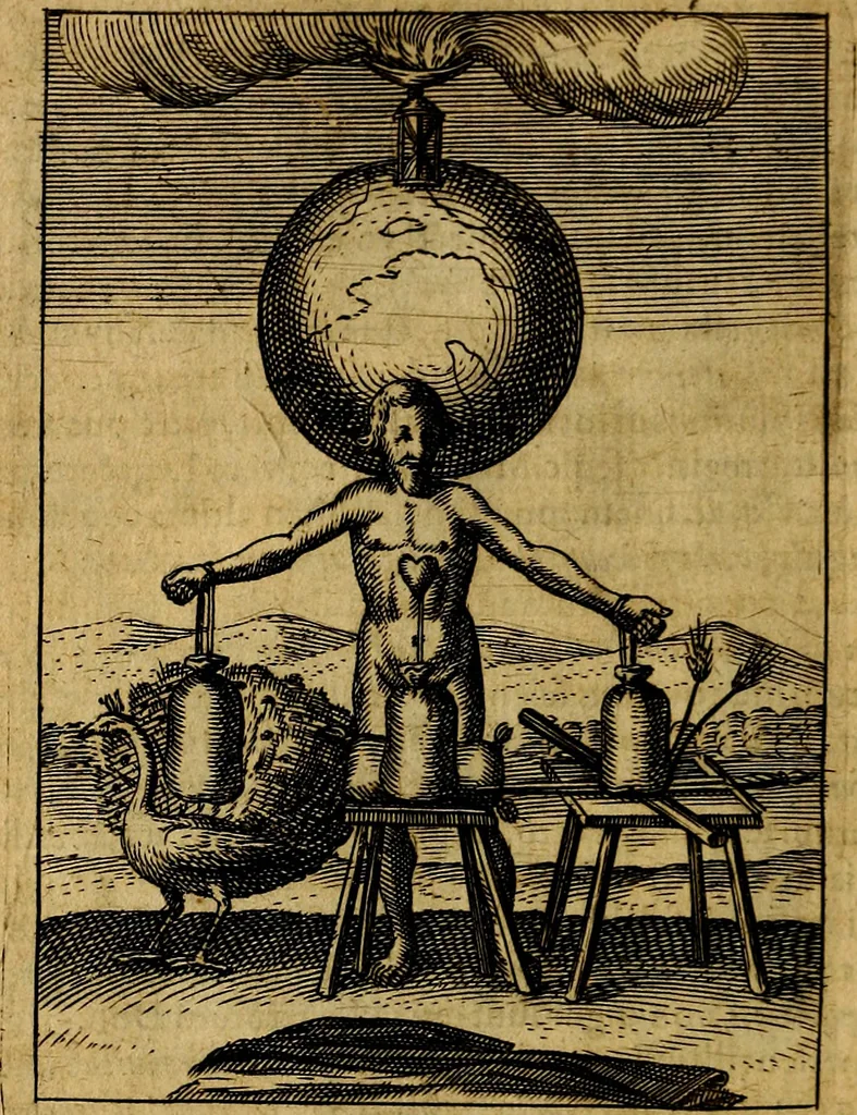 An illustration from Viridarium hieroglyphico-morale. In quo ... mores huius aevi ... explicantur, & non tantum dictis, & exemplis historiarum veterum ac recentium, ex sacris scripturis, sanctis Patribus, seu Dd. ecclesiae, poetis, philosophis, historicis cum Christianorum tum gentilium, sed etiam artificiosissimis eiconibus hieroglyphicis illustrantur, 1619, leaf 149