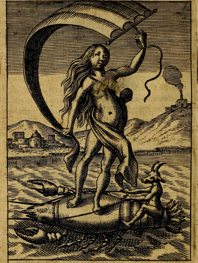 An illustration from Viridarium hieroglyphico-morale. In quo ... mores huius aevi ... explicantur, & non tantum dictis, & exemplis historiarum veterum ac recentium, ex sacris scripturis, sanctis Patribus, seu Dd. ecclesiae, poetis, philosophis, historicis cum Christianorum tum gentilium, sed etiam artificiosissimis eiconibus hieroglyphicis illustrantur, 1619, leaf 151