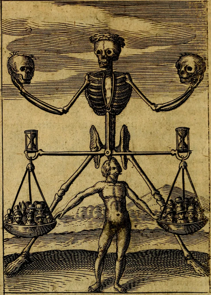 An illustration from Viridarium hieroglyphico-morale. In quo ... mores huius aevi ... explicantur, & non tantum dictis, & exemplis historiarum veterum ac recentium, ex sacris scripturis, sanctis Patribus, seu Dd. ecclesiae, poetis, philosophis, historicis cum Christianorum tum gentilium, sed etiam artificiosissimis eiconibus hieroglyphicis illustrantur, 1619, leaf 165