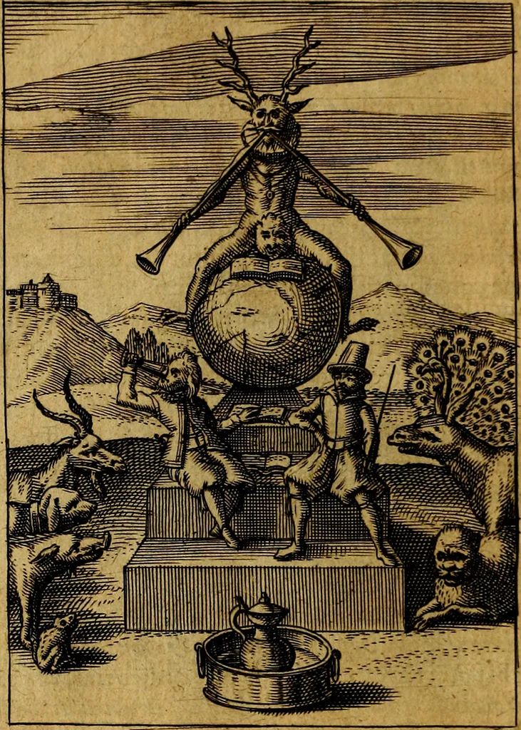 An illustration from Viridarium hieroglyphico-morale. In quo ... mores huius aevi ... explicantur, & non tantum dictis, & exemplis historiarum veterum ac recentium, ex sacris scripturis, sanctis Patribus, seu Dd. ecclesiae, poetis, philosophis, historicis cum Christianorum tum gentilium, sed etiam artificiosissimis eiconibus hieroglyphicis illustrantur, 1619, leaf 175