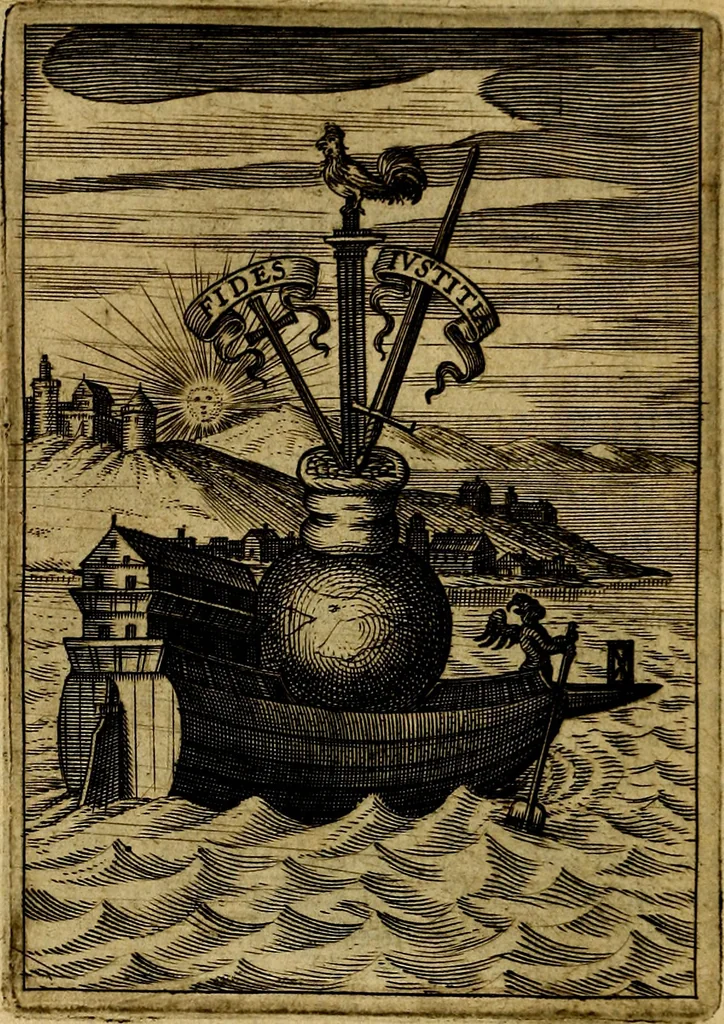 An illustration from Viridarium hieroglyphico-morale. In quo ... mores huius aevi ... explicantur, & non tantum dictis, & exemplis historiarum veterum ac recentium, ex sacris scripturis, sanctis Patribus, seu Dd. ecclesiae, poetis, philosophis, historicis cum Christianorum tum gentilium, sed etiam artificiosissimis eiconibus hieroglyphicis illustrantur, 1619, leaf 81