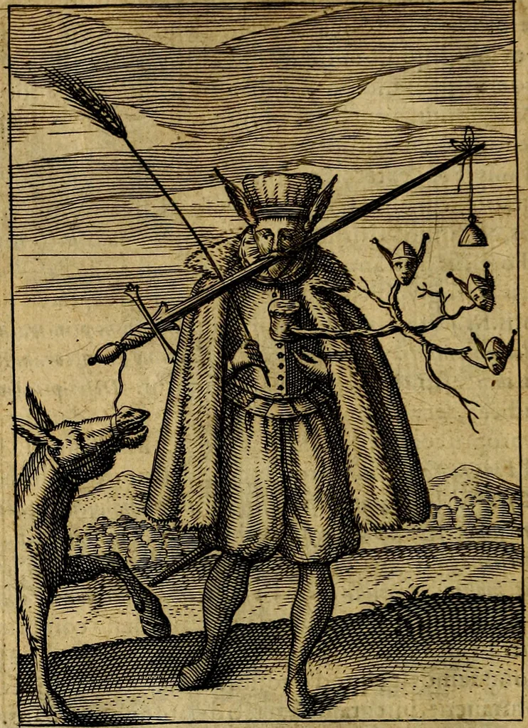 An illustration from Viridarium hieroglyphico-morale. In quo ... mores huius aevi ... explicantur, & non tantum dictis, & exemplis historiarum veterum ac recentium, ex sacris scripturis, sanctis Patribus, seu Dd. ecclesiae, poetis, philosophis, historicis cum Christianorum tum gentilium, sed etiam artificiosissimis eiconibus hieroglyphicis illustrantur, 1619, leaf 97