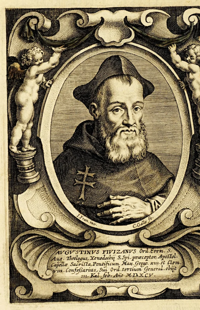 An illustration from Virorum illustrium ex ordine eremitarum D. Augustini elogia : cum singulorum expressis ad vivum iconibus., 1636, leaf 184