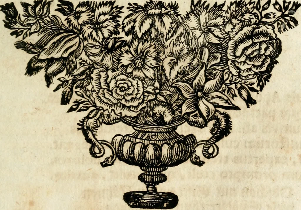 An illustration from VIrtVosIVs pantheon, Deo & sanCtIs ereCtVM, id est, Sermones panegyrici de praecipuis sacrorum ordinum fundatoribus, patriarchis, aliisque terrarum patronis, ad normam & formam Psalmo-graphi, Psal. 148.v.I : LaVDate IpsVM In eXCeLsIs : insertis nonnullis festis de B.M.V. de circumcisione Domini &c. & duodecim signis praedestinationis, quorum singula singulis mensibus praefiguntur cum symbolis chrono-graphicis, & figuris = Das ist, Lob-Predigen von denen fürnehmsten heil. Ordens-Stifftern, Patriarchen, und andern heiligen Lands-Patronen : dann auch auff etwelchen Mariae-Festtägen, und von denen 12. Zeichen der göttlichen Gnaden-Wahl, deren jedes jedem Monat vorgesetzt wird : pars [I-III], 1723, leaf 158