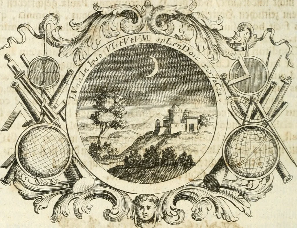 An illustration from VIrtVosIVs pantheon, Deo & sanCtIs ereCtVM, id est, Sermones panegyrici de praecipuis sacrorum ordinum fundatoribus, patriarchis, aliisque terrarum patronis, ad normam & formam Psalmo-graphi, Psal. 148.v.I : LaVDate IpsVM In eXCeLsIs : insertis nonnullis festis de B.M.V. de circumcisione Domini &c. & duodecim signis praedestinationis, quorum singula singulis mensibus praefiguntur cum symbolis chrono-graphicis, & figuris = Das ist, Lob-Predigen von denen fürnehmsten heil. Ordens-Stifftern, Patriarchen, und andern heiligen Lands-Patronen : dann auch auff etwelchen Mariae-Festtägen, und von denen 12. Zeichen der göttlichen Gnaden-Wahl, deren jedes jedem Monat vorgesetzt wird : pars [I-III], 1723, leaf 283