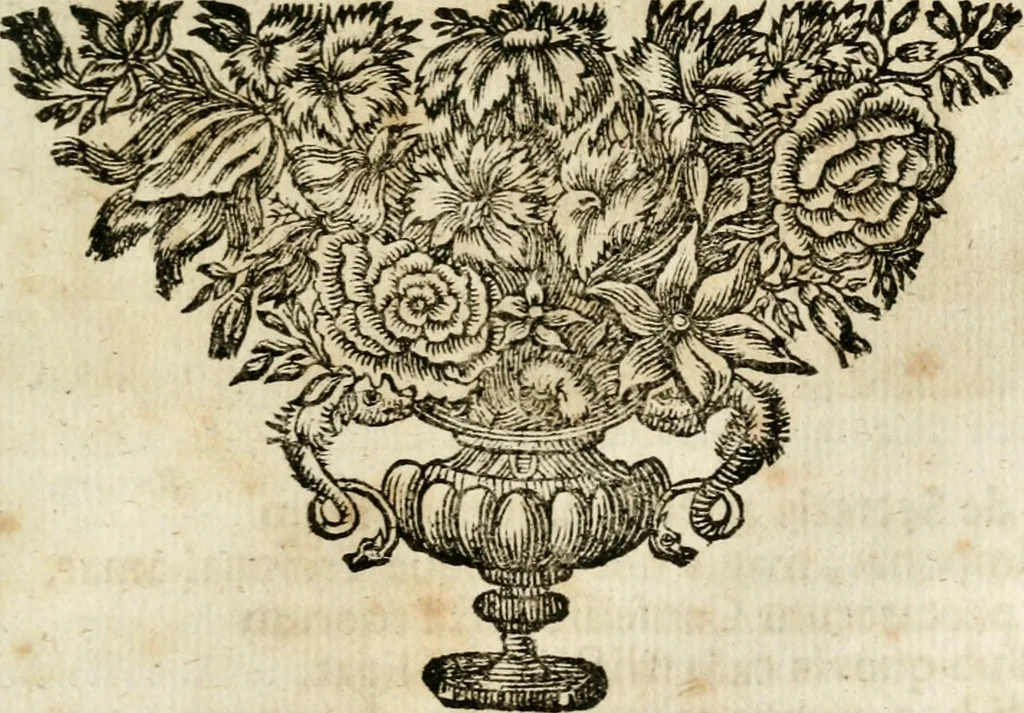 An illustration from VIrtVosIVs pantheon, Deo & sanCtIs ereCtVM, id est, Sermones panegyrici de praecipuis sacrorum ordinum fundatoribus, patriarchis, aliisque terrarum patronis, ad normam & formam Psalmo-graphi, Psal. 148.v.I : LaVDate IpsVM In eXCeLsIs : insertis nonnullis festis de B.M.V. de circumcisione Domini &c. & duodecim signis praedestinationis, quorum singula singulis mensibus praefiguntur cum symbolis chrono-graphicis, & figuris = Das ist, Lob-Predigen von denen fürnehmsten heil. Ordens-Stifftern, Patriarchen, und andern heiligen Lands-Patronen : dann auch auff etwelchen Mariae-Festtägen, und von denen 12. Zeichen der göttlichen Gnaden-Wahl, deren jedes jedem Monat vorgesetzt wird : pars [I-III], 1723, leaf 350