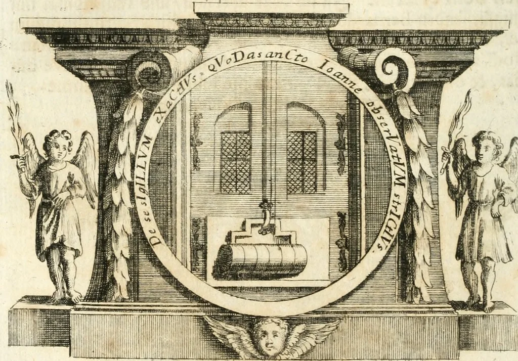 An illustration from VIrtVosIVs pantheon, Deo & sanCtIs ereCtVM, id est, Sermones panegyrici de praecipuis sacrorum ordinum fundatoribus, patriarchis, aliisque terrarum patronis, ad normam & formam Psalmo-graphi, Psal. 148.v.I : LaVDate IpsVM In eXCeLsIs : insertis nonnullis festis de B.M.V. de circumcisione Domini &c. & duodecim signis praedestinationis, quorum singula singulis mensibus praefiguntur cum symbolis chrono-graphicis, & figuris = Das ist, Lob-Predigen von denen fürnehmsten heil. Ordens-Stifftern, Patriarchen, und andern heiligen Lands-Patronen : dann auch auff etwelchen Mariae-Festtägen, und von denen 12. Zeichen der göttlichen Gnaden-Wahl, deren jedes jedem Monat vorgesetzt wird : pars [I-III], 1723, leaf 351