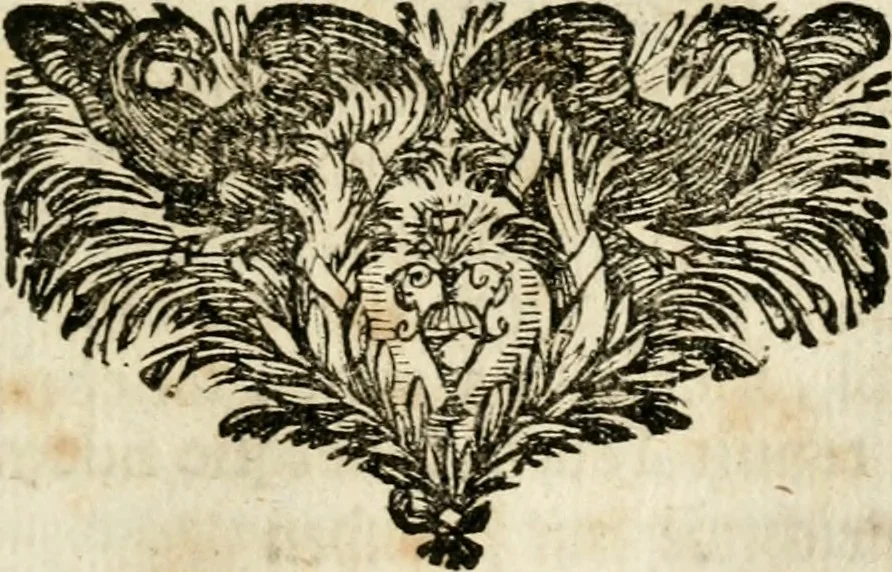 An illustration from VIrtVosIVs pantheon, Deo & sanCtIs ereCtVM, id est, Sermones panegyrici de praecipuis sacrorum ordinum fundatoribus, patriarchis, aliisque terrarum patronis, ad normam & formam Psalmo-graphi, Psal. 148.v.I : LaVDate IpsVM In eXCeLsIs : insertis nonnullis festis de B.M.V. de circumcisione Domini &c. & duodecim signis praedestinationis, quorum singula singulis mensibus praefiguntur cum symbolis chrono-graphicis, & figuris = Das ist, Lob-Predigen von denen fürnehmsten heil. Ordens-Stifftern, Patriarchen, und andern heiligen Lands-Patronen : dann auch auff etwelchen Mariae-Festtägen, und von denen 12. Zeichen der göttlichen Gnaden-Wahl, deren jedes jedem Monat vorgesetzt wird : pars [I-III], 1723, leaf 402