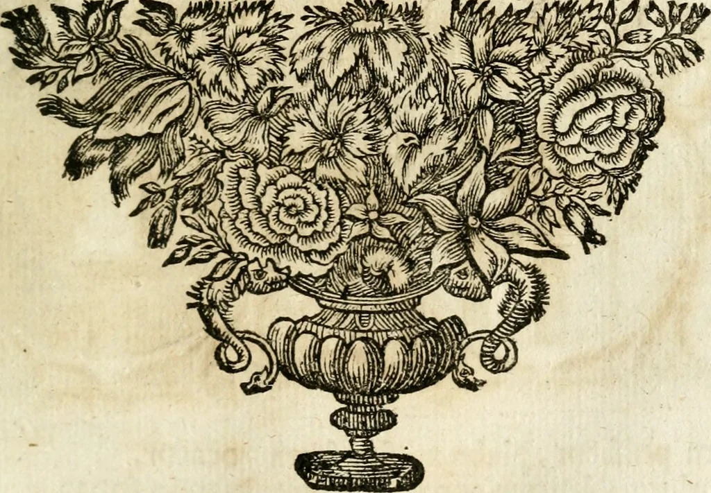 An illustration from VIrtVosIVs pantheon, Deo & sanCtIs ereCtVM, id est, Sermones panegyrici de praecipuis sacrorum ordinum fundatoribus, patriarchis, aliisque terrarum patronis, ad normam & formam Psalmo-graphi, Psal. 148.v.I : LaVDate IpsVM In eXCeLsIs : insertis nonnullis festis de B.M.V. de circumcisione Domini &c. & duodecim signis praedestinationis, quorum singula singulis mensibus praefiguntur cum symbolis chrono-graphicis, & figuris = Das ist, Lob-Predigen von denen fürnehmsten heil. Ordens-Stifftern, Patriarchen, und andern heiligen Lands-Patronen : dann auch auff etwelchen Mariae-Festtägen, und von denen 12. Zeichen der göttlichen Gnaden-Wahl, deren jedes jedem Monat vorgesetzt wird : pars [I-III], 1723, leaf 414