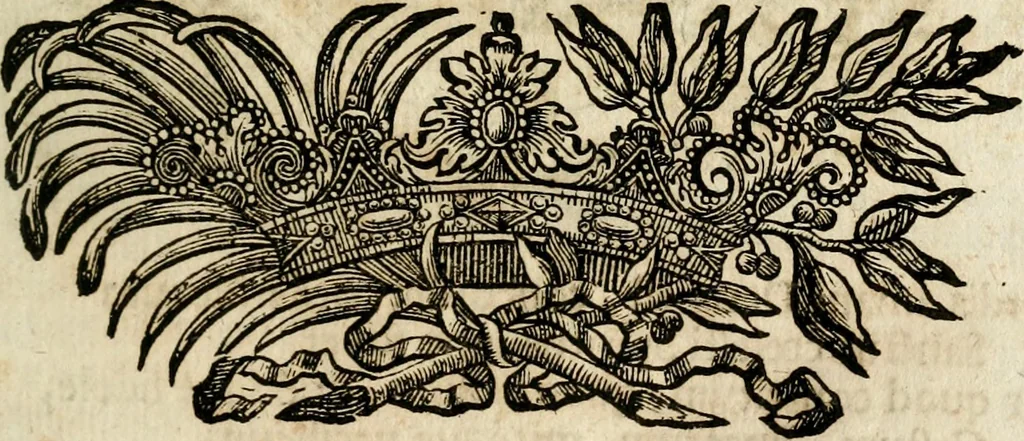 An illustration from VIrtVosIVs pantheon, Deo & sanCtIs ereCtVM, id est, Sermones panegyrici de praecipuis sacrorum ordinum fundatoribus, patriarchis, aliisque terrarum patronis, ad normam & formam Psalmo-graphi, Psal. 148.v.I : LaVDate IpsVM In eXCeLsIs : insertis nonnullis festis de B.M.V. de circumcisione Domini &c. & duodecim signis praedestinationis, quorum singula singulis mensibus praefiguntur cum symbolis chrono-graphicis, & figuris = Das ist, Lob-Predigen von denen fürnehmsten heil. Ordens-Stifftern, Patriarchen, und andern heiligen Lands-Patronen : dann auch auff etwelchen Mariae-Festtägen, und von denen 12. Zeichen der göttlichen Gnaden-Wahl, deren jedes jedem Monat vorgesetzt wird : pars [I-III], 1723, leaf 46