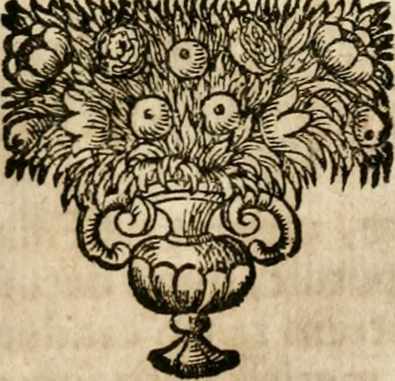 An illustration from VIrtVosIVs pantheon, Deo & sanCtIs ereCtVM, id est, Sermones panegyrici de praecipuis sacrorum ordinum fundatoribus, patriarchis, aliisque terrarum patronis, ad normam & formam Psalmo-graphi, Psal. 148.v.I : LaVDate IpsVM In eXCeLsIs : insertis nonnullis festis de B.M.V. de circumcisione Domini &c. & duodecim signis praedestinationis, quorum singula singulis mensibus praefiguntur cum symbolis chrono-graphicis, & figuris = Das ist, Lob-Predigen von denen fürnehmsten heil. Ordens-Stifftern, Patriarchen, und andern heiligen Lands-Patronen : dann auch auff etwelchen Mariae-Festtägen, und von denen 12. Zeichen der göttlichen Gnaden-Wahl, deren jedes jedem Monat vorgesetzt wird : pars [I-III], 1723, leaf 672