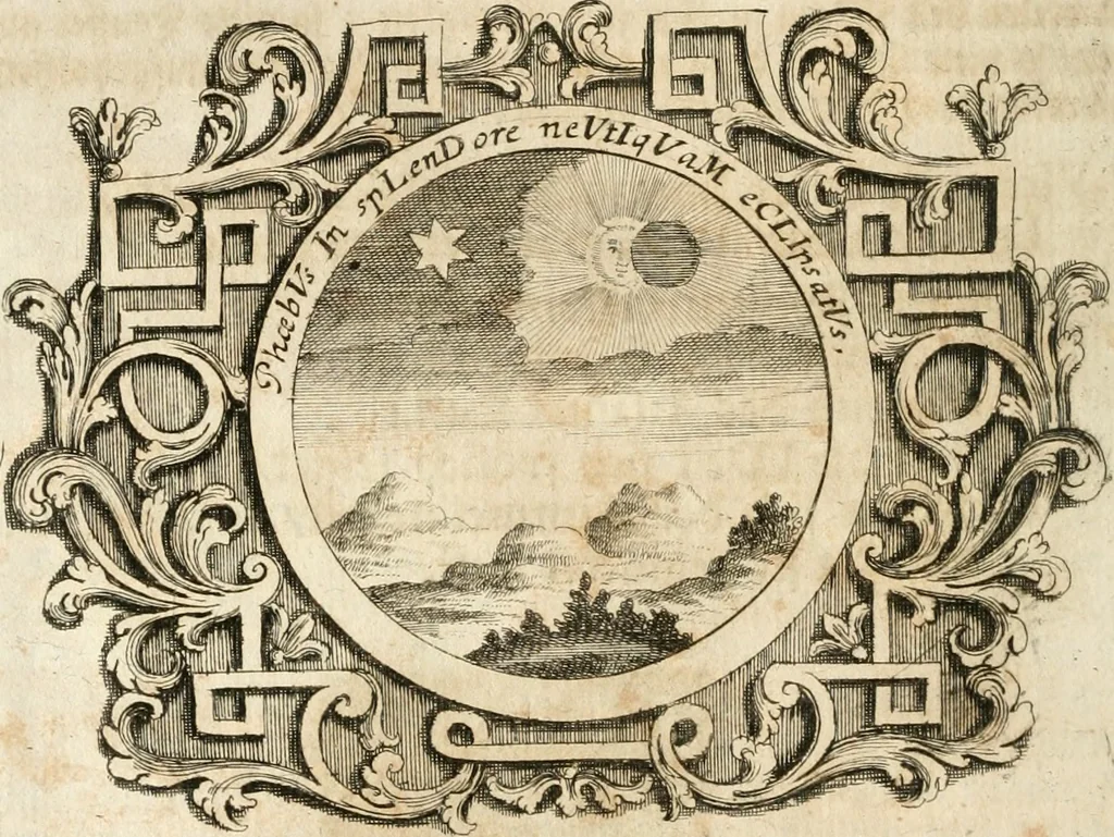 An illustration from VIrtVosIVs pantheon, Deo & sanCtIs ereCtVM, id est, Sermones panegyrici de praecipuis sacrorum ordinum fundatoribus, patriarchis, aliisque terrarum patronis, ad normam & formam Psalmo-graphi, Psal. 148.v.I : LaVDate IpsVM In eXCeLsIs : insertis nonnullis festis de B.M.V. de circumcisione Domini &c. & duodecim signis praedestinationis, quorum singula singulis mensibus praefiguntur cum symbolis chrono-graphicis, & figuris = Das ist, Lob-Predigen von denen fürnehmsten heil. Ordens-Stifftern, Patriarchen, und andern heiligen Lands-Patronen : dann auch auff etwelchen Mariae-Festtägen, und von denen 12. Zeichen der göttlichen Gnaden-Wahl, deren jedes jedem Monat vorgesetzt wird : pars [I-III], 1723, leaf 673