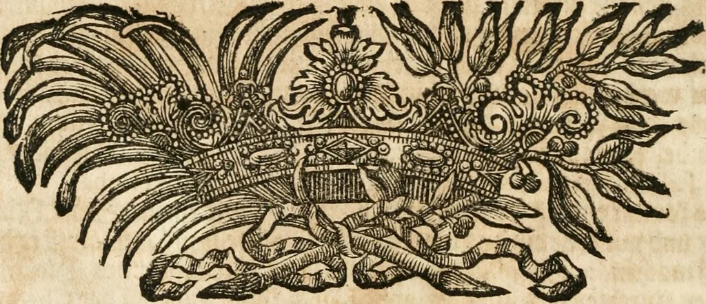 An illustration from VIrtVosIVs pantheon, Deo & sanCtIs ereCtVM, id est, Sermones panegyrici de praecipuis sacrorum ordinum fundatoribus, patriarchis, aliisque terrarum patronis, ad normam & formam Psalmo-graphi, Psal. 148.v.I : LaVDate IpsVM In eXCeLsIs : insertis nonnullis festis de B.M.V. de circumcisione Domini &c. & duodecim signis praedestinationis, quorum singula singulis mensibus praefiguntur cum symbolis chrono-graphicis, & figuris = Das ist, Lob-Predigen von denen fürnehmsten heil. Ordens-Stifftern, Patriarchen, und andern heiligen Lands-Patronen : dann auch auff etwelchen Mariae-Festtägen, und von denen 12. Zeichen der göttlichen Gnaden-Wahl, deren jedes jedem Monat vorgesetzt wird : pars [I-III], 1723, leaf 813