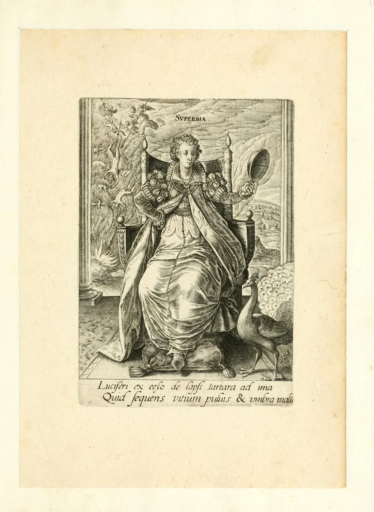 An illustration from Virtvtvm vitiorvmq[ve] : quibus capitalium nome inditum est, septenario numero protritorum, encomia vna cum praemijs poenis[qve] quae eorum cultores manent, exemplis testimonijsq[ue] sacrarum litterarum adumbrata, leaf 25