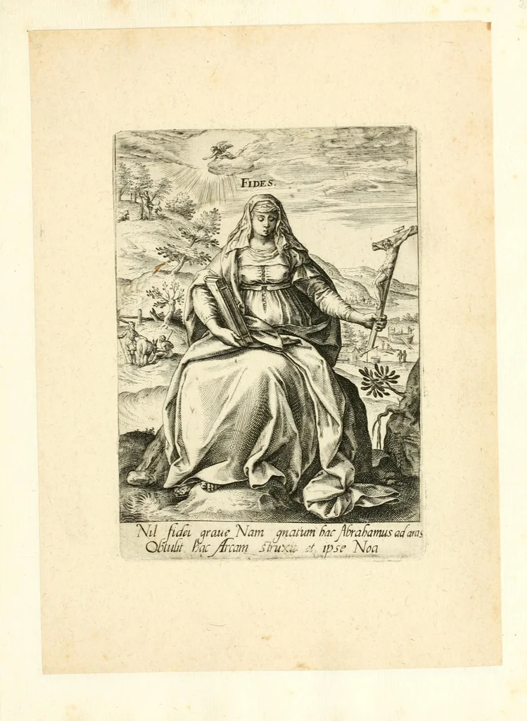 An illustration from Virtvtvm vitiorvmq[ve] : quibus capitalium nome inditum est, septenario numero protritorum, encomia vna cum praemijs poenis[qve] quae eorum cultores manent, exemplis testimonijsq[ue] sacrarum litterarum adumbrata, leaf 9