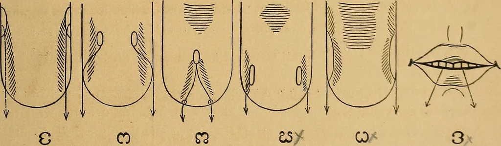 An illustration from Visible speech, the science of universal alphabets, : or Self-interpreting physiological letters, for the writing of all languages in one alphabet ; illustrated by tables, diagrams, and examples, 1867, leaf 60