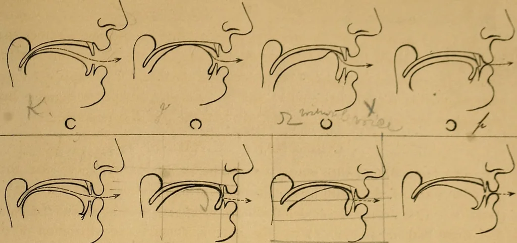 An illustration from Visible speech, the science of universal alphabets, : or Self-interpreting physiological letters, for the writing of all languages in one alphabet ; illustrated by tables, diagrams, and examples, 1867, leaf 66