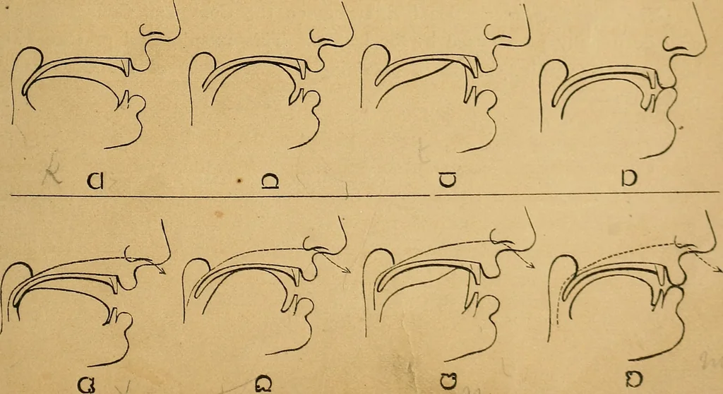 An illustration from Visible speech, the science of universal alphabets, : or Self-interpreting physiological letters, for the writing of all languages in one alphabet ; illustrated by tables, diagrams, and examples, 1867, leaf 66