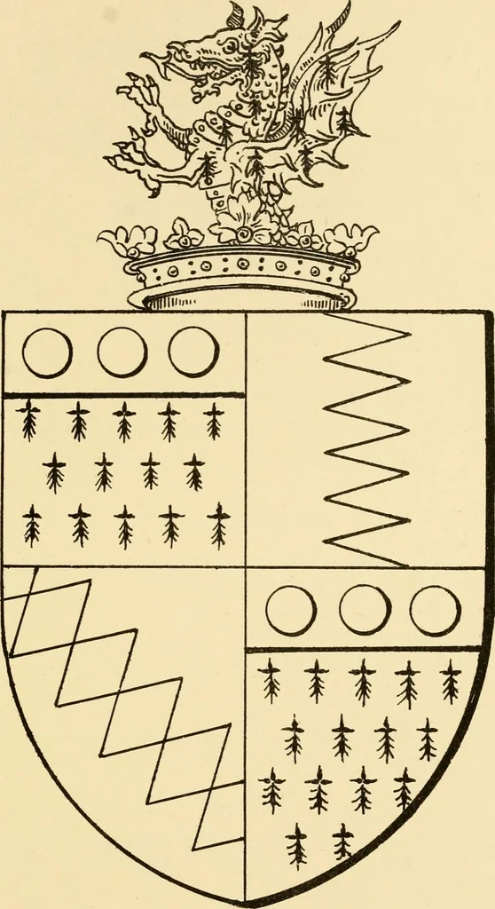 An illustration from The Visitacion of Staffordschire, 1883, leaf 180