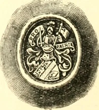 An illustration from The Visitation of the county of Rutland, begun by Fran. Burghill, Somerset, and Gregory King, Rougedragon, on Trinity vacation, 1681. Carried on and finished by Tho. May, Chester herald, and the said Rougedragon pursuivt in Hillary and Trinity vacation 1682. By virtue of several deputacons from Sr Henry St George kt., Clarenceux king of arms. Partly edited by the late W. Harry Rylands and completed by W. Bruce Bannerman, 1922, leaf 12