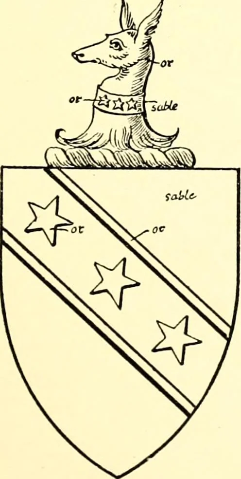 An illustration from The Visitation of the county of Rutland, begun by Fran. Burghill, Somerset, and Gregory King, Rougedragon, on Trinity vacation, 1681. Carried on and finished by Tho. May, Chester herald, and the said Rougedragon pursuivt in Hillary and Trinity vacation 1682. By virtue of several deputacons from Sr Henry St George kt., Clarenceux king of arms. Partly edited by the late W. Harry Rylands and completed by W. Bruce Bannerman, 1922, leaf 22