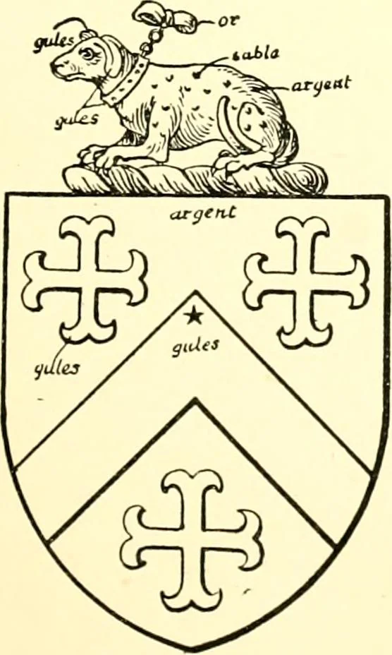 An illustration from The Visitation of the county of Rutland, begun by Fran. Burghill, Somerset, and Gregory King, Rougedragon, on Trinity vacation, 1681. Carried on and finished by Tho. May, Chester herald, and the said Rougedragon pursuivt in Hillary and Trinity vacation 1682. By virtue of several deputacons from Sr Henry St George kt., Clarenceux king of arms. Partly edited by the late W. Harry Rylands and completed by W. Bruce Bannerman, 1922, leaf 66