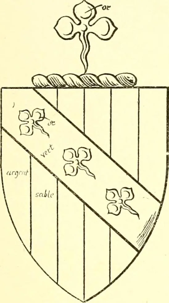 An illustration from The Visitation of the county of Rutland, begun by Fran. Burghill, Somerset, and Gregory King, Rougedragon, on Trinity vacation, 1681. Carried on and finished by Tho. May, Chester herald, and the said Rougedragon pursuivt in Hillary and Trinity vacation 1682. By virtue of several deputacons from Sr Henry St George kt., Clarenceux king of arms. Partly edited by the late W. Harry Rylands and completed by W. Bruce Bannerman, 1922, leaf 78