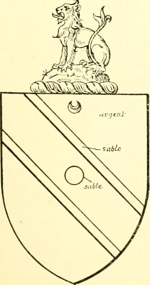 An illustration from The Visitation of the county of Rutland, begun by Fran. Burghill, Somerset, and Gregory King, Rougedragon, on Trinity vacation, 1681. Carried on and finished by Tho. May, Chester herald, and the said Rougedragon pursuivt in Hillary and Trinity vacation 1682. By virtue of several deputacons from Sr Henry St George kt., Clarenceux king of arms. Partly edited by the late W. Harry Rylands and completed by W. Bruce Bannerman, 1922, leaf 82