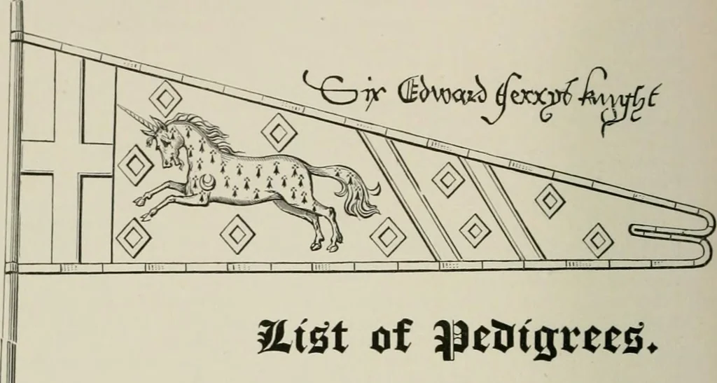 An illustration from The visitation of the county of Somerset in the year 1623, 1876, leaf 195