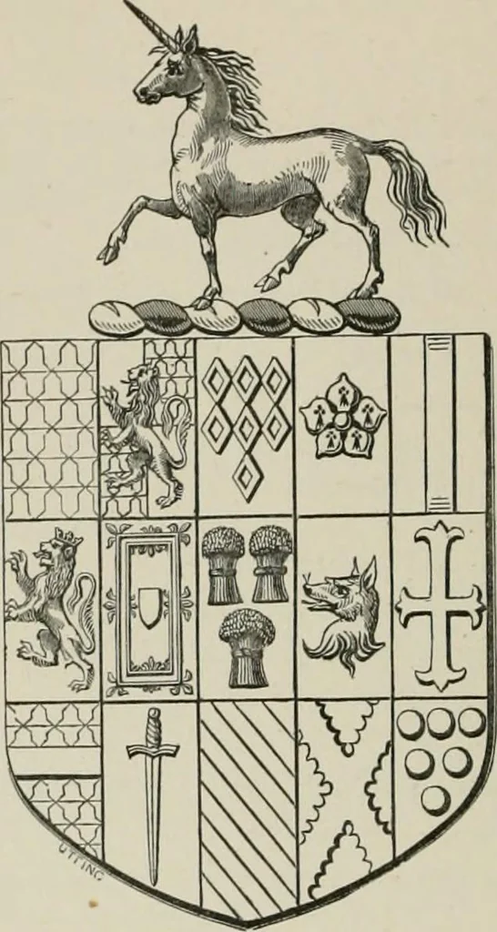 An illustration from The visitation of the county of Somerset in the year 1623, 1876, leaf 203