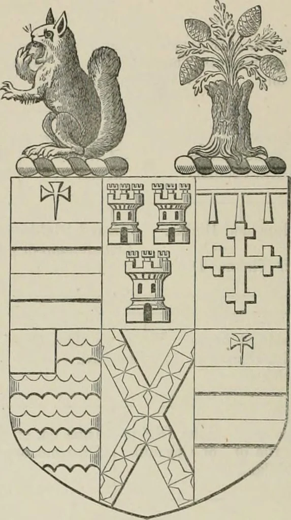 An illustration from The visitation of the county of Somerset in the year 1623, 1876, leaf 215