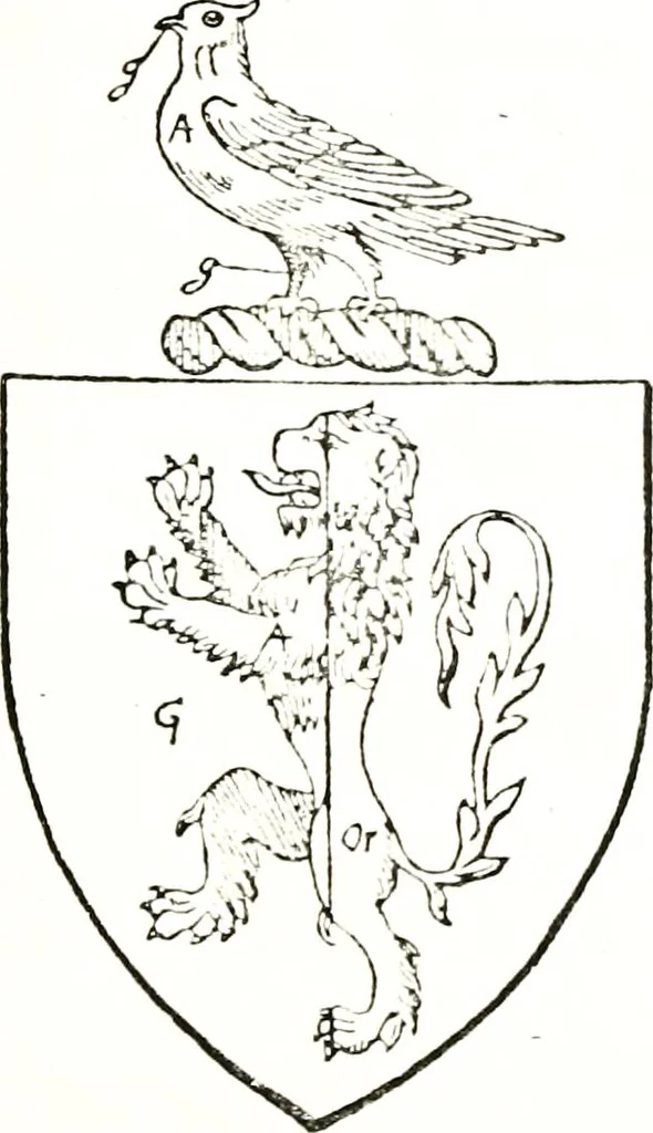 An illustration from The visitation of the county of Warwick, begun by Thomas May, Chester, and Gregory King, Rouge dragon, in Hilary vacacon, 1682. Reviewed by them in the Trinity vacacon following, and finished by Henry Dethick Richmond, and said rouge dragon pursuiv in Trinity vacation, 1683, by virtue of several deputations from Sir Henry St. George, Clarenceux king of arms, 1911, leaf 104