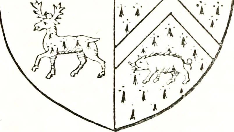 An illustration from The visitation of the county of Warwick, begun by Thomas May, Chester, and Gregory King, Rouge dragon, in Hilary vacacon, 1682. Reviewed by them in the Trinity vacacon following, and finished by Henry Dethick Richmond, and said rouge dragon pursuiv in Trinity vacation, 1683, by virtue of several deputations from Sir Henry St. George, Clarenceux king of arms, 1911, leaf 110