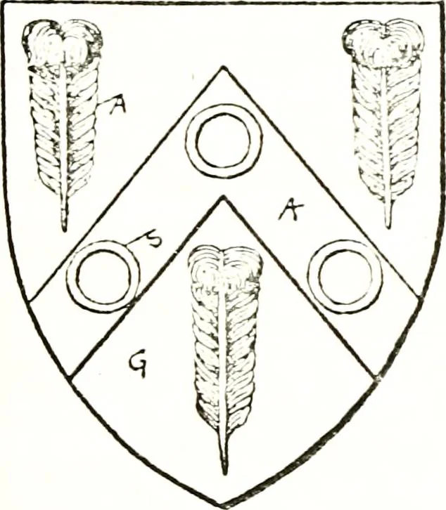 An illustration from The visitation of the county of Warwick, begun by Thomas May, Chester, and Gregory King, Rouge dragon, in Hilary vacacon, 1682. Reviewed by them in the Trinity vacacon following, and finished by Henry Dethick Richmond, and said rouge dragon pursuiv in Trinity vacation, 1683, by virtue of several deputations from Sir Henry St. George, Clarenceux king of arms, 1911, leaf 112