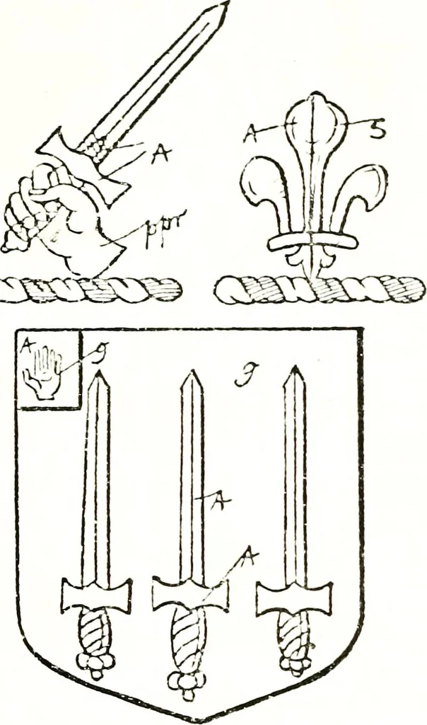 An illustration from The visitation of the county of Warwick, begun by Thomas May, Chester, and Gregory King, Rouge dragon, in Hilary vacacon, 1682. Reviewed by them in the Trinity vacacon following, and finished by Henry Dethick Richmond, and said rouge dragon pursuiv in Trinity vacation, 1683, by virtue of several deputations from Sir Henry St. George, Clarenceux king of arms, 1911, leaf 156