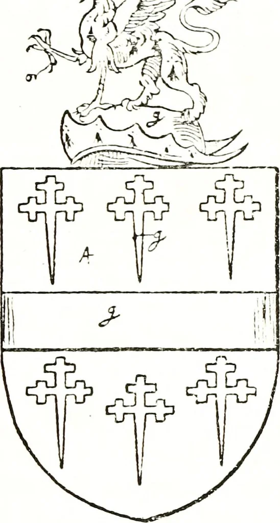 An illustration from The visitation of the county of Warwick, begun by Thomas May, Chester, and Gregory King, Rouge dragon, in Hilary vacacon, 1682. Reviewed by them in the Trinity vacacon following, and finished by Henry Dethick Richmond, and said rouge dragon pursuiv in Trinity vacation, 1683, by virtue of several deputations from Sir Henry St. George, Clarenceux king of arms, 1911, leaf 166