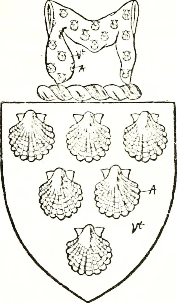 An illustration from The visitation of the county of Warwick, begun by Thomas May, Chester, and Gregory King, Rouge dragon, in Hilary vacacon, 1682. Reviewed by them in the Trinity vacacon following, and finished by Henry Dethick Richmond, and said rouge dragon pursuiv in Trinity vacation, 1683, by virtue of several deputations from Sir Henry St. George, Clarenceux king of arms, 1911, leaf 176