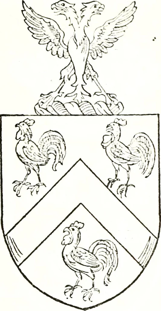 An illustration from The visitation of the county of Warwick, begun by Thomas May, Chester, and Gregory King, Rouge dragon, in Hilary vacacon, 1682. Reviewed by them in the Trinity vacacon following, and finished by Henry Dethick Richmond, and said rouge dragon pursuiv in Trinity vacation, 1683, by virtue of several deputations from Sir Henry St. George, Clarenceux king of arms, 1911, leaf 218